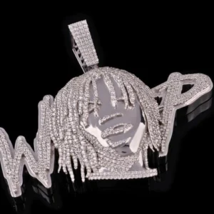 Iced Out Bling Face Letter Pendant Moissanite Diamond Look
