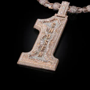 Iced Custom Number One Letter Pendant Moissanite