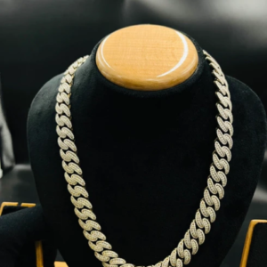 Iced Out Moissanite Diamond 925 Silver Round Cut Cuban Chain