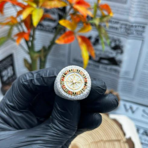 Iced Out Ring Moissanite Diamond 925 Silver Look HipHop Bling Statement Ring