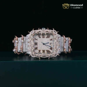 Iced Out Stainless Steel Arabic Dial Moissanite Diamond Watch